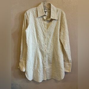 Finley Long Sleeve Off White Button Down Shirt Crinkled Texture Size Medium
